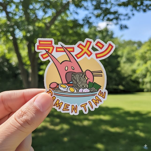 Ramen Noodle Monster Ramen Time! Sticker en vinyle (Créateur téléchargé)