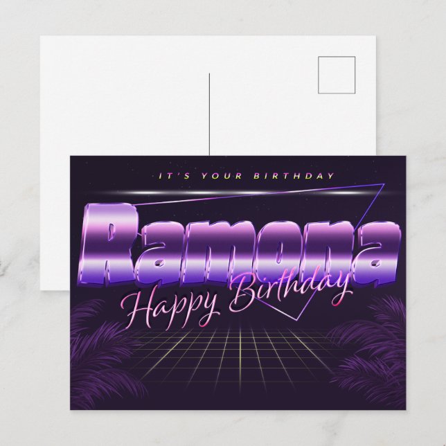Ramona Nom Prénom Anniversaire de la carte postale (Devant / Derrière)