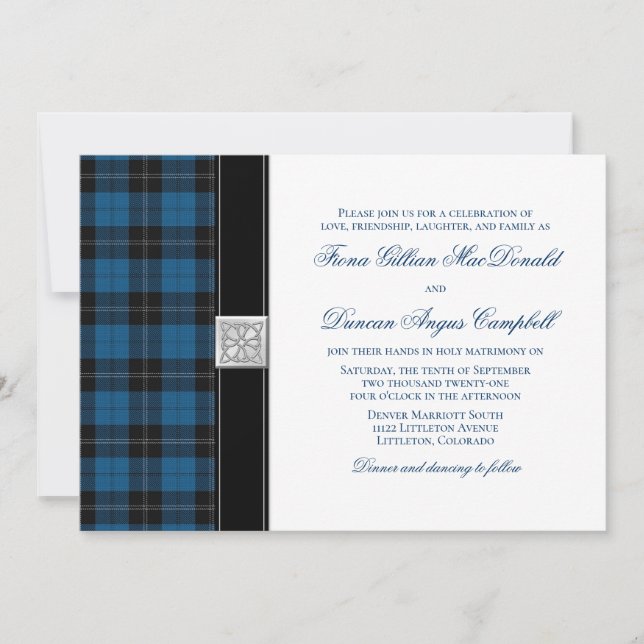 Ramsay Chasse Tartan Celtic Faire-part de mariage (Devant)