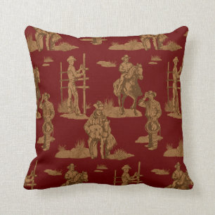 Ranch Cowboys Horse Calf Fence Jeter Oreiller