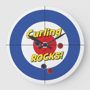 "RANDONNÉES DE Curling !" Horloge du curleur - (bl
