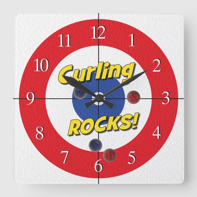 "RANDONNÉES DE Curling !" Horloge du curleur - (ro (Recto)