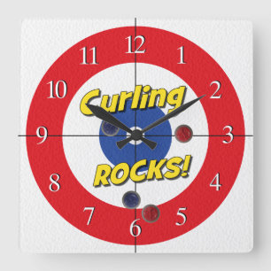 "RANDONNÉES DE Curling !" Horloge du curleur - (ro