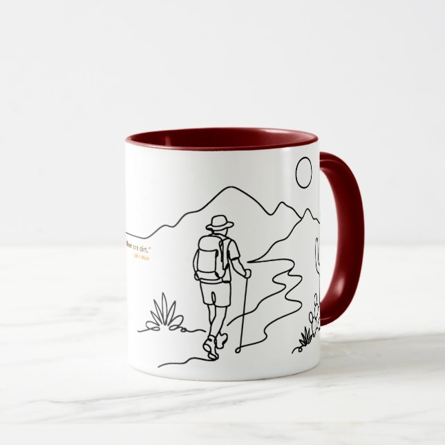 Randonneur dans un mug désertique avec une citatio (Devant droit)