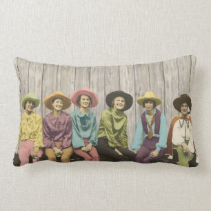 Rangée de coussin occidental vintage de cow-girls