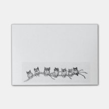 Rangée des notes de post-it de hiboux