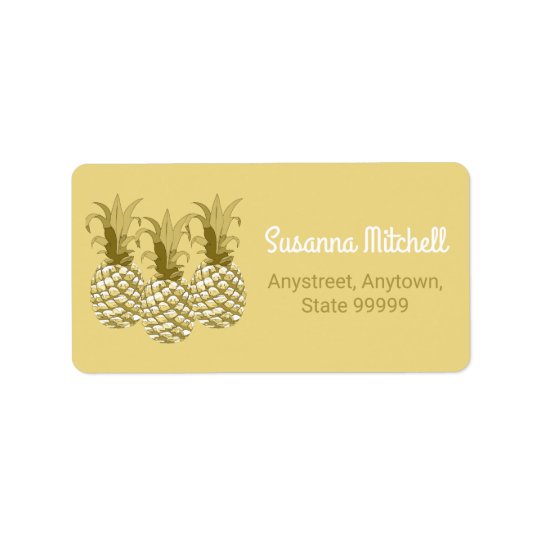 Rangée ID239 d'or d'ananas Étiquette D’adresse