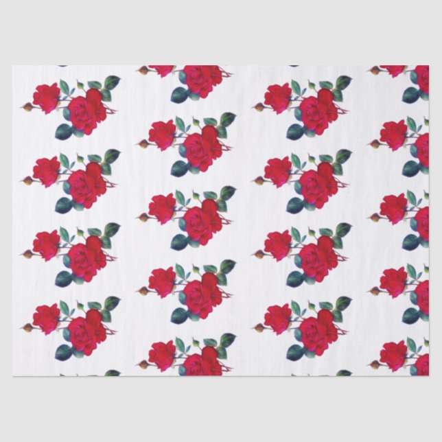 Rangées de papier de soie de soie rouge de roses (Recto)