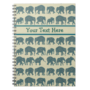 Rangées des éléphants de Paisley sur Carnet spiral