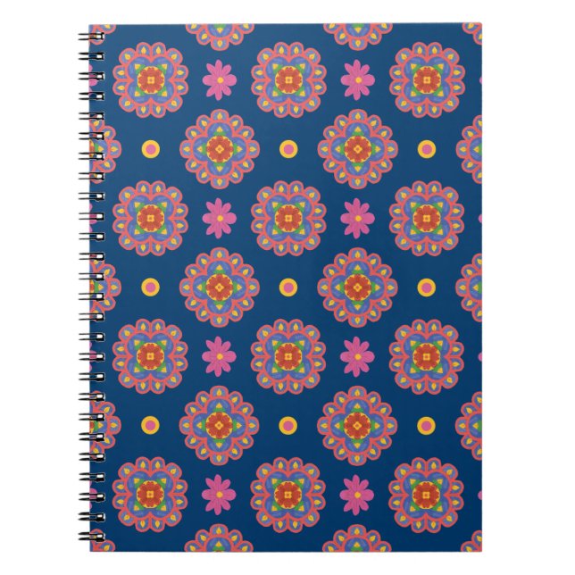 Rangoli, Fleurs et Pois, Carnet Bleu (Devant)
