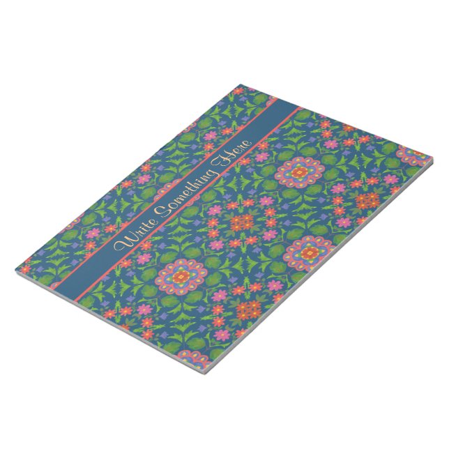 Rangoli floral sur Bloc-notes bleu profond ou Jott (Incliné)