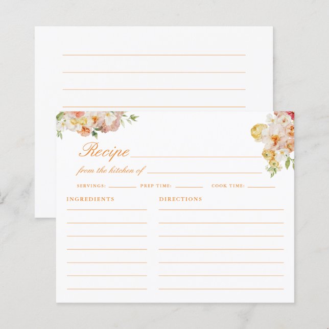 Ranunculus Bridal Shower Recipe Card (Devant / Derrière)