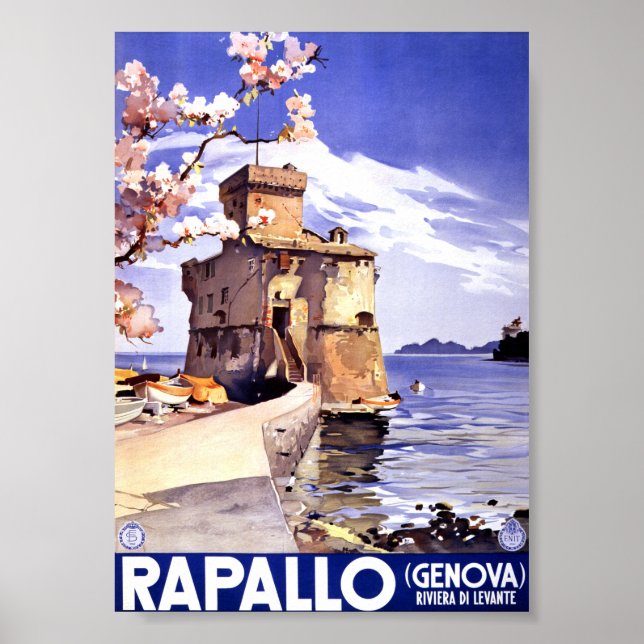 Rapallo Gênes Italie Affiche de voyage vintage (Devant)