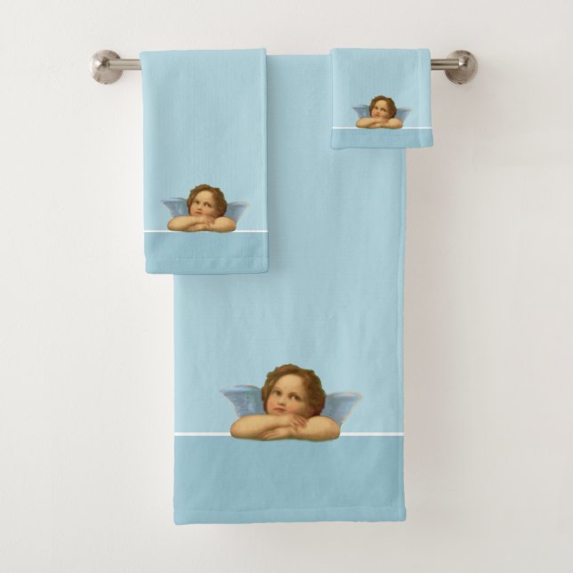 Raphaël Cherub Stylé sur Fond Bleu Clair (En situation)