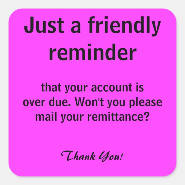 Rappel convivial pour les autocollants de facturat (Devant)