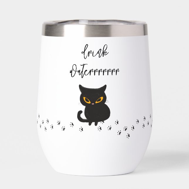 Rappel de boire de l'eau pour chat noir grincheux (Arrière)
