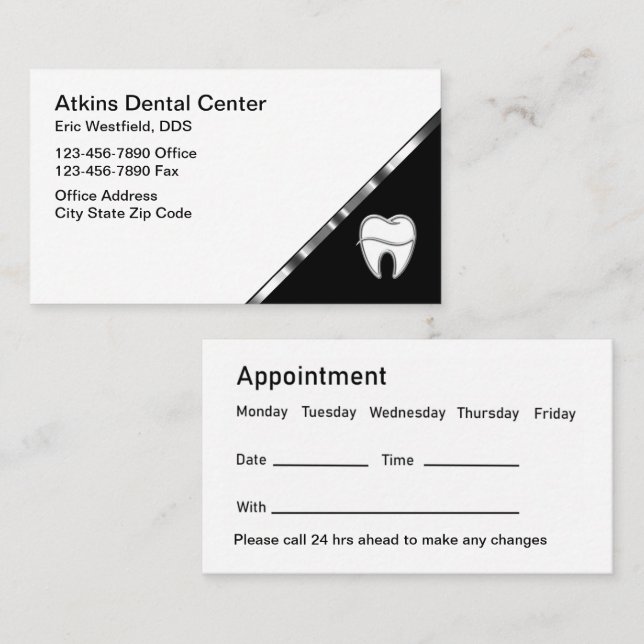 Rappel de rendez-vous au bureau pour dentistes de  (Devant / Derrière)