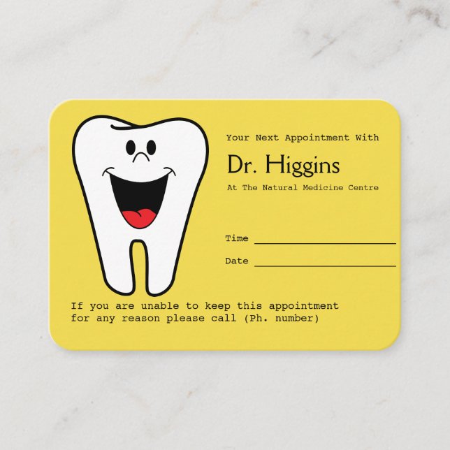Rappel de rendez-vous chez le dentiste Happy Tooth (Devant)
