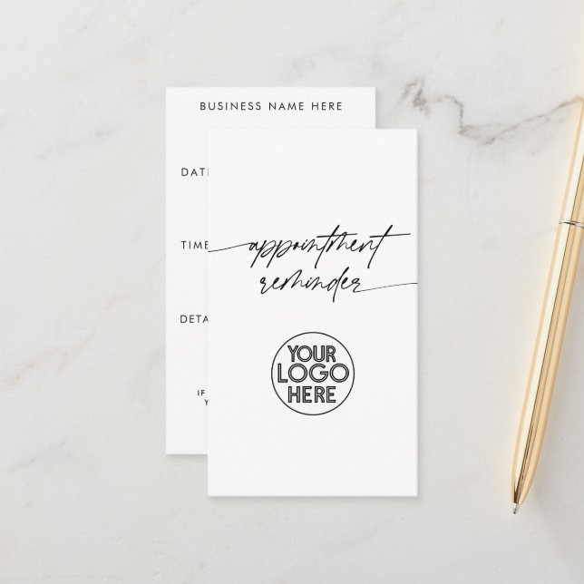 Rappel de rendez-vous minimal Script Logo d'entrep (Devant/Arrière en situation)