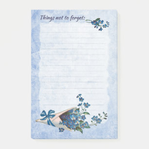 Rappel des notes post-it avec des fleurs oubliées