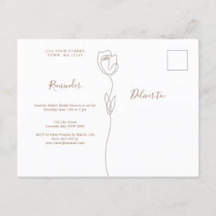 Rappel Rose ligne RSVP Carte postale Invitation