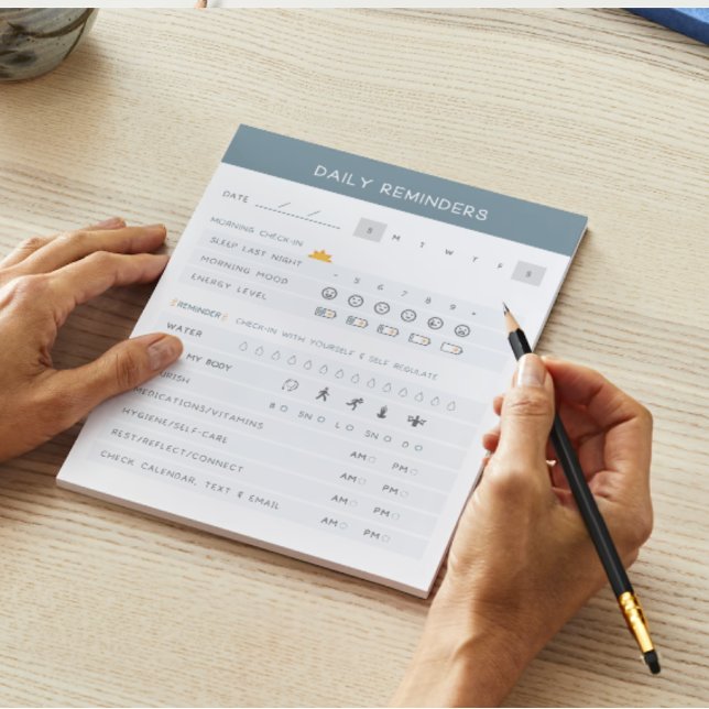Rappels quotidiens Bloc-notes TDAH (adhd, adhd notepad, neurodivergent, daily reminders, notepad, custom notepad, )