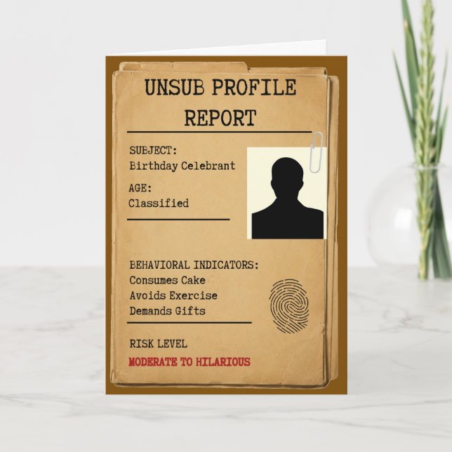 Rapport de profil de SUS non identifié Carte d'ann (Devant)