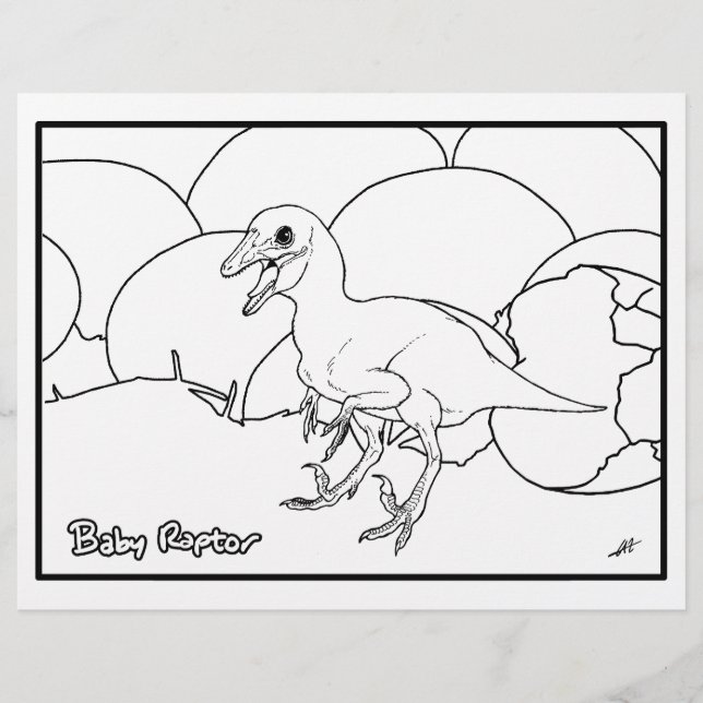 Raptor Bébé - Coloriage Page. (Devant)