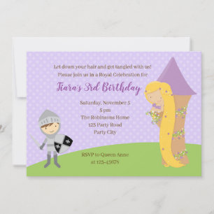 Rapunzel Anniversaire Invitation Chevalier Tour Ju