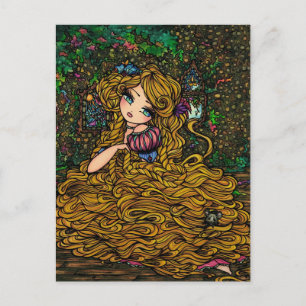 Rapunzel Storybook Princess Carte postale d'art or
