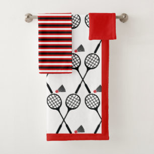 Raquette de badminton et rubans de stores noir rou