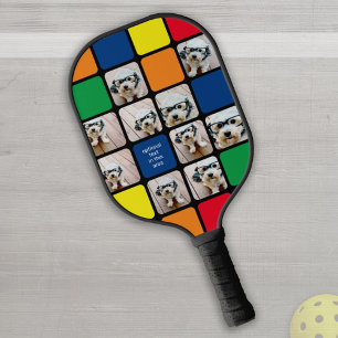 Raquette De Pickleball 10 Photo Collage - Speed Cube Primary Colors