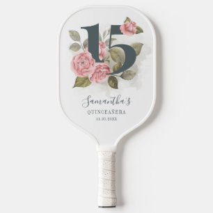 Raquette De Pickleball 15e anniversaire Quinceanera rose floral