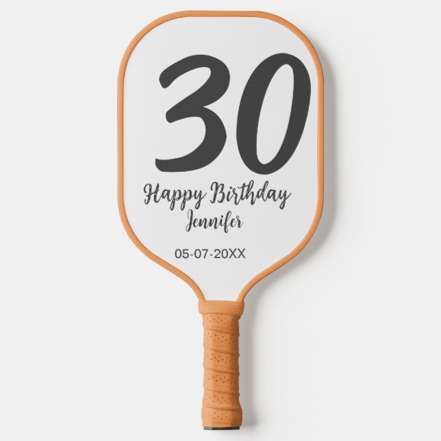 Raquette De Pickleball 30e anniversaire ajouter nom date année noir modèl (Recto)