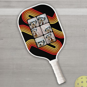 Raquette De Pickleball 6 Photo Collage Funky Line Art Couleur Noir Couleu