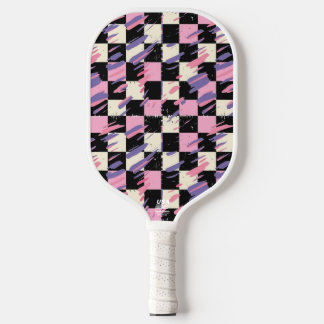 Raquette de Pickleball à Carreaux Rétro Rose et Vi