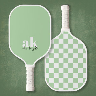 Raquette De Pickleball À damiers Monogramme de signature rétro