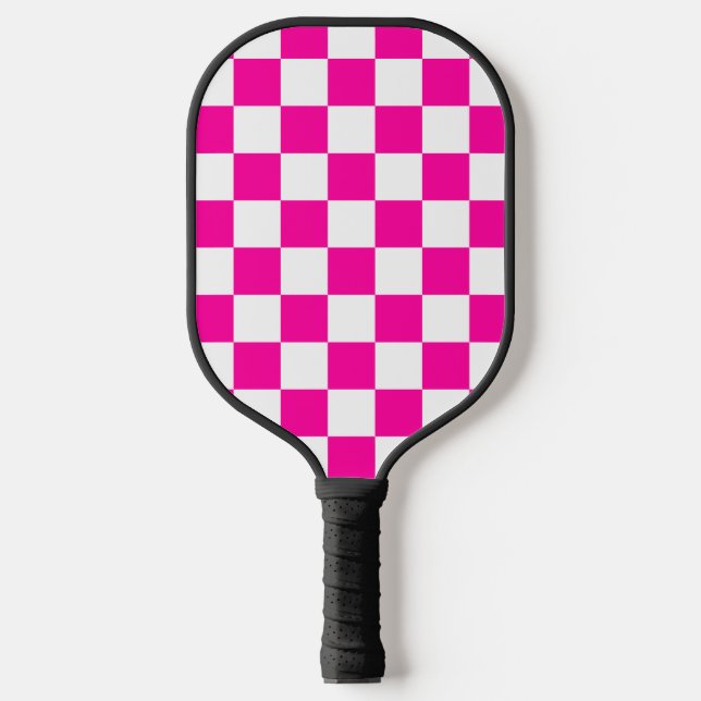 Raquette De Pickleball à damiers rose et blanc (Recto)