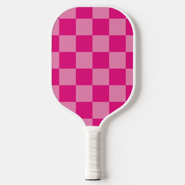 Raquette De Pickleball À damiers rose moderne (Recto)
