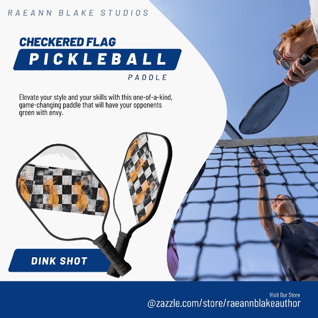 Raquette de Pickleball à Drapeau à Damier sur Mesu (Créateur téléchargé)