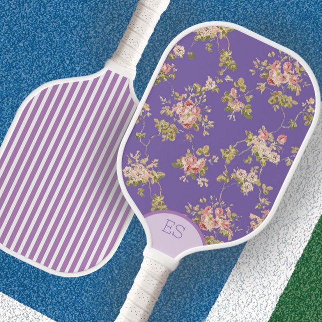Raquette de pickleball à fleurs bleues mignonnes e (Créateur téléchargé)