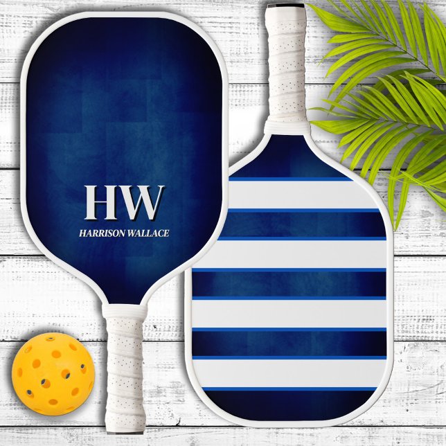 Raquette de Pickleball à Monogramme Bleu Marine et (Créateur téléchargé)