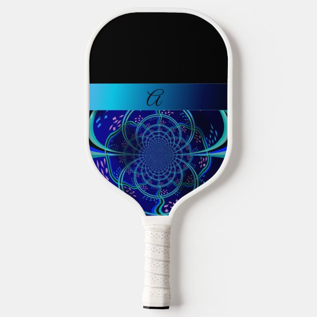 Raquette de Pickleball à Monogramme Fractal Coloré (Verso)