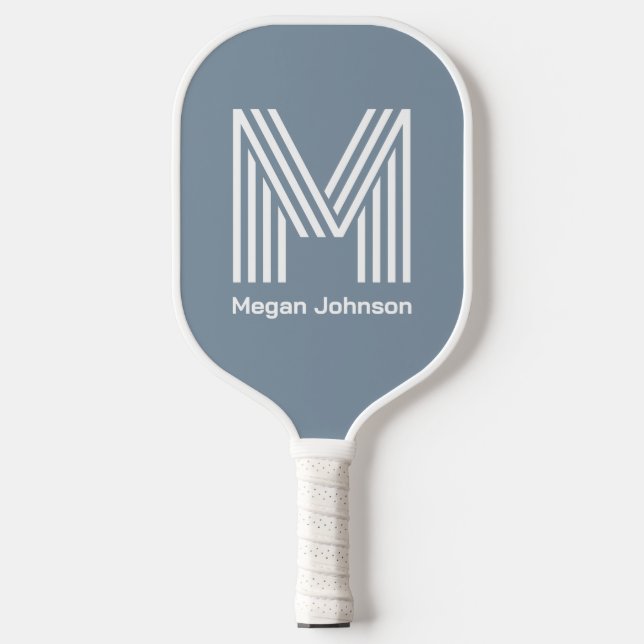 Raquette de Pickleball à Monogramme Moderne Bleu P (Recto)