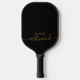 Raquette de Pickleball à Monogramme Moderne Noir e