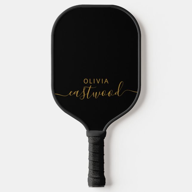 Raquette de Pickleball à Monogramme Moderne Noir e (Recto)