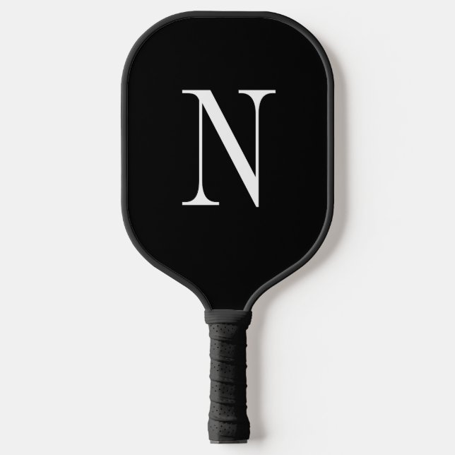 Raquette de Pickleball à monogramme noir et blanc  (Recto)
