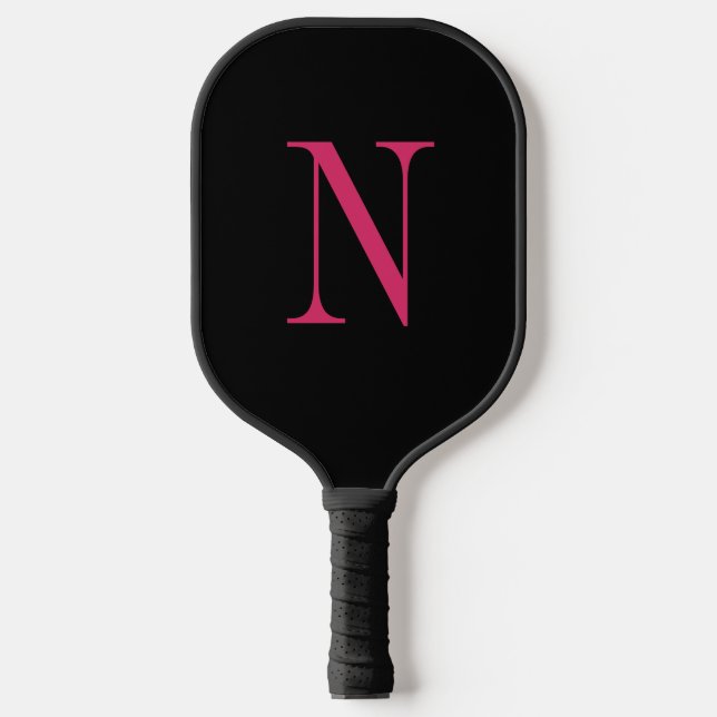Raquette de Pickleball à monogramme noir et rose m (Recto)