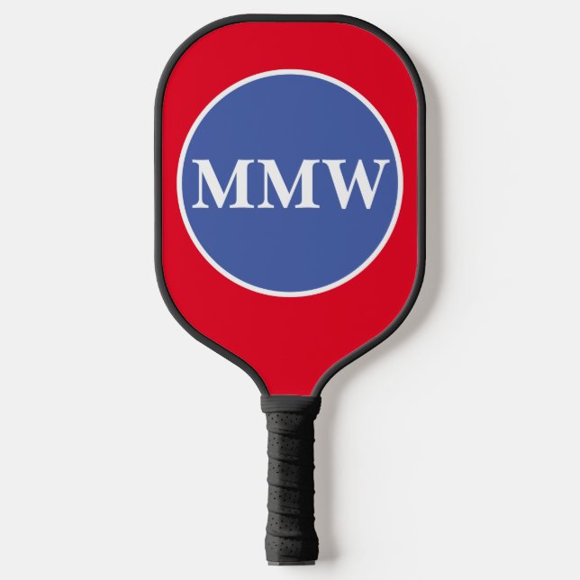 Raquette de Pickleball à monogramme rouge blanc bl (Recto)