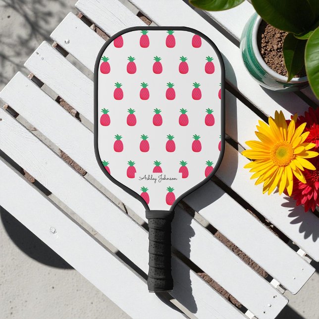 Raquette de Pickleball à motif de ananas blanc ros (Créateur téléchargé)
